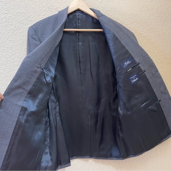 Ralph Lauren Suit Blazer Wool Check Plaid Dillard’s Classic Timeless Blue 40S - Picture 15 of 15